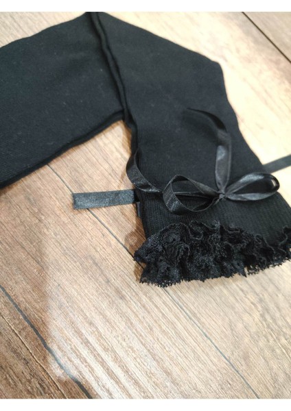 Kadın Diz Üstü Dantelli Fiyonklu Uzun Çorap Pamuklu Penye fiyatları