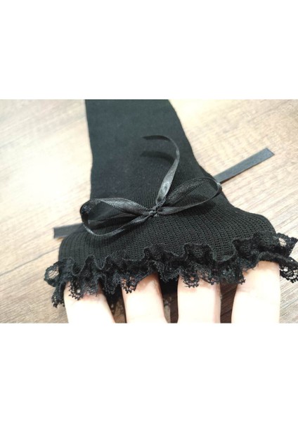 Kadın Diz Üstü Dantelli Fiyonklu Uzun Çorap Pamuklu Penye modelleri