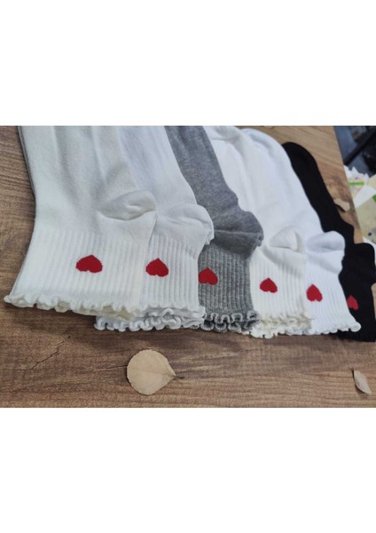 6 Çift Kadın Pamuklu Dikişsiz Kaliteli Kalpli Kıvrık Konç fiyatları