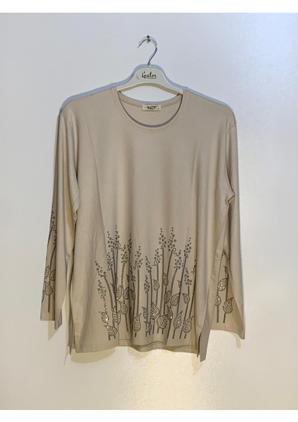 Bej Taşlı Kadın Bluz