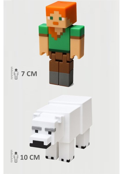 Minecraft Alex ve Ayı Bear Set Hareketli Eklemli Figür
