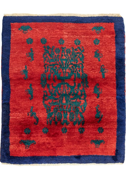 Kumralı Kırmızı El Dokuma Tülü Halı 133X147 cm