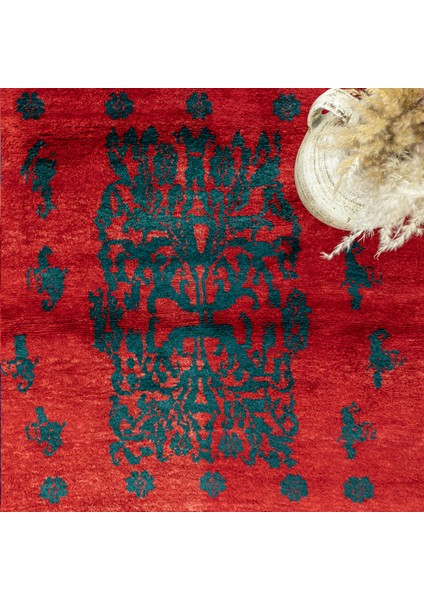 Kumralı Kırmızı El Dokuma Tülü Halı 133X147 cm modelleri