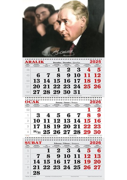 2026 Yılı Gemici Takvimi-Atatürk Jumbo Boy Takvim