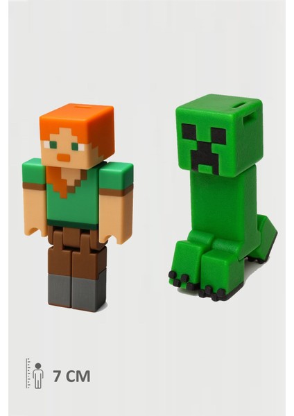 Minecraft Alex ve Creeper Set Hareketli Eklemli Figür