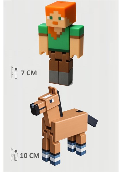 Minecraft Alex ve At Horse Set Hareketli Eklemli Figür