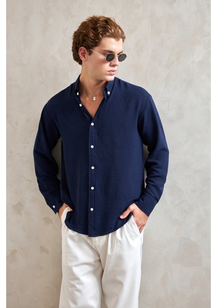 Erkek Oversize Kesim Aerobin Gömlek