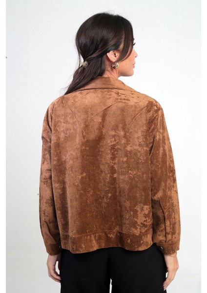 Kadın Torba Cepli Önü Fermuarlı Süet Mont fırsatları