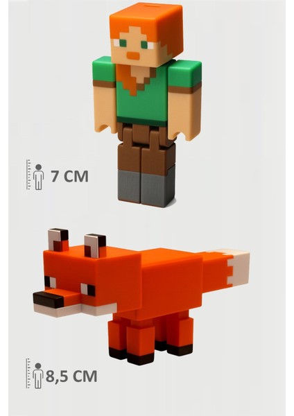 Minecraft Alex ve Tilki Set Hareketli Eklemli Figür
