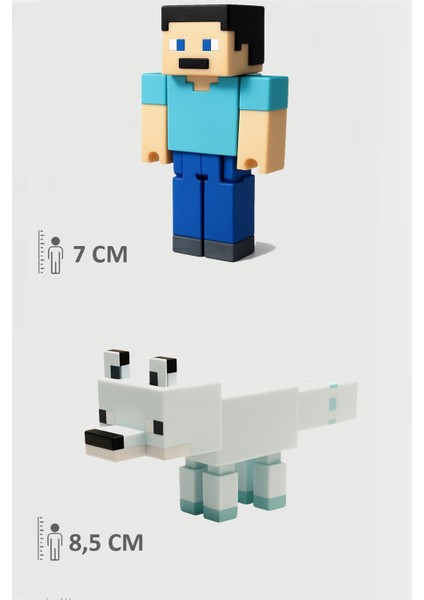 Minecraft Steve ve Kış Tilkisi Set Hareketli Eklemli Figür