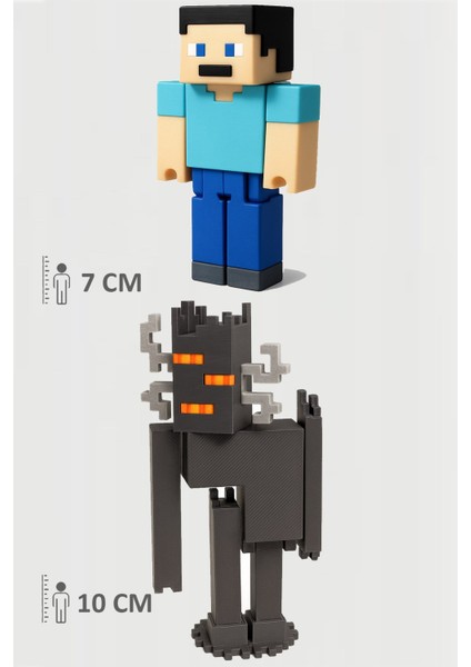 Minecraft Steve ve Creaking Gıcırtı Set Hareketli Eklemli Figür