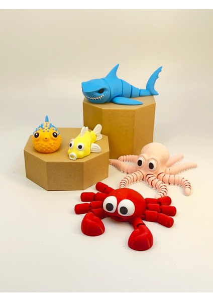 Karayip 5’li Oyuncak Deniz Hayvanları Seti | Hareketli Eklemli Figürler | 11-14CM fiyatları