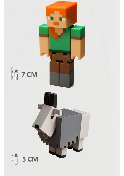 Minecraft Alex ve Keçi Goat Set Hareketli Eklemli Figür