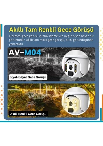 AV-M04 4 Mp Solar Sistem 4g Sim Kartlı Solar Panelli Ip Speed Dome Ptz Kamera