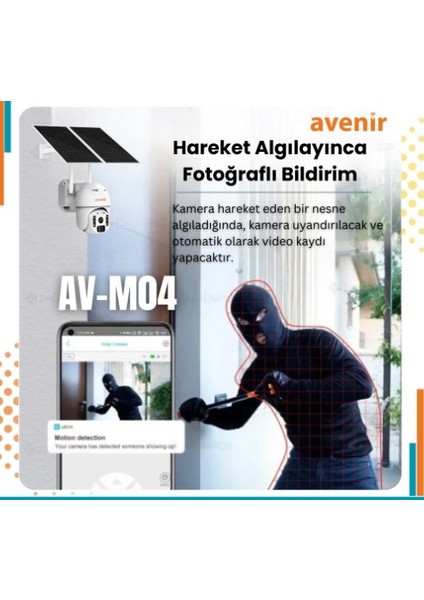 AV-M04 4 Mp Solar Sistem 4g Sim Kartlı Solar Panelli Ip Speed Dome Ptz Kamera fiyatları