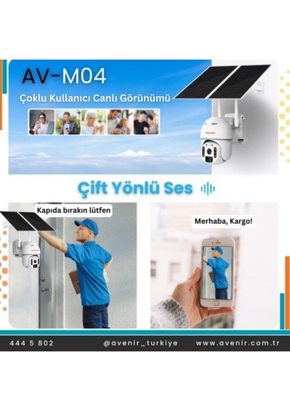 AV-M04 4 Mp Solar Sistem 4g Sim Kartlı Solar Panelli Ip Speed Dome Ptz Kamera modelleri