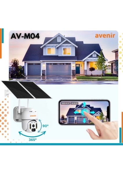 AV-M04 4 Mp Solar Sistem 4g Sim Kartlı Solar Panelli Ip Speed Dome Ptz Kamera