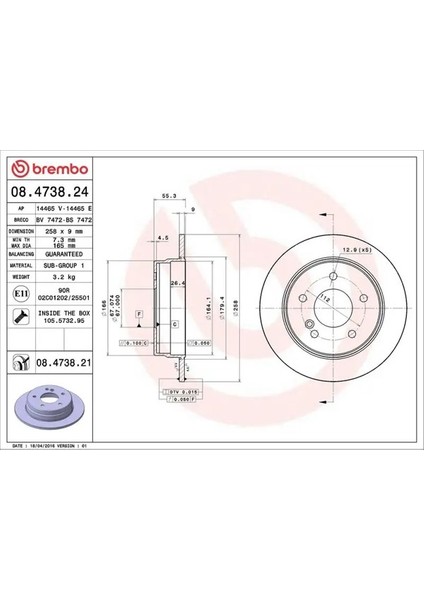08473821 Arka Fren Diski A2024230012 F3501110 (2 Adet Fiyatıdır)