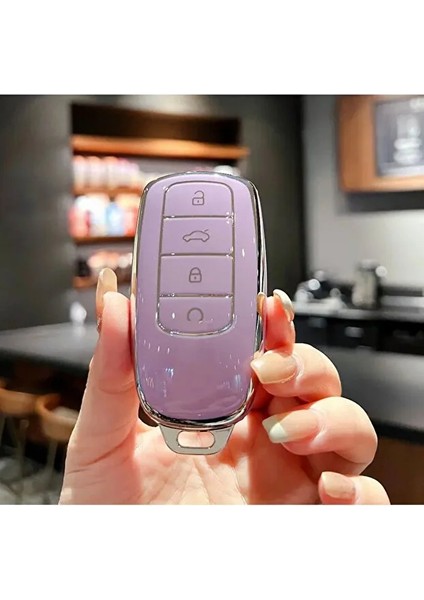 Chery Tıggo 8 Pro Max Tıggo 7 Pro Max Omoda 5 Pro Jaecoo Elmas Desenli Tpu Anahtar Kılıfı (Pembe)