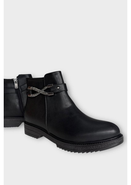 Kadın Tarz Toka Detaylı Günlük Klasik Bot Siyah - Füme fiyatları