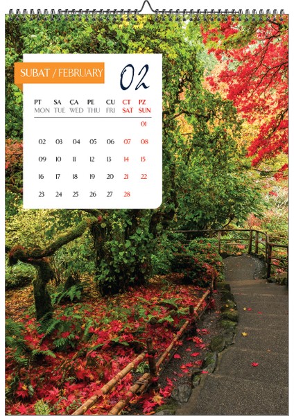 2026 Inkjet Fotoğraf Kağıdına Baskılı A3 Ebatlı Manzaralı Duvar Takvimi fiyatları