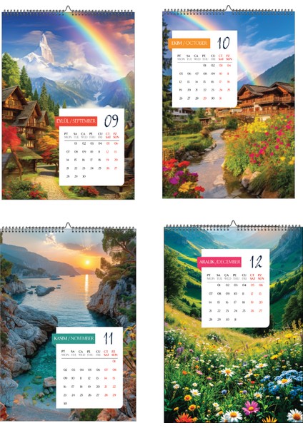 2026 Inkjet Fotoğraf Kağıdına Baskılı A3 Ebatlı Manzaralı Duvar Takvimi indirimleri