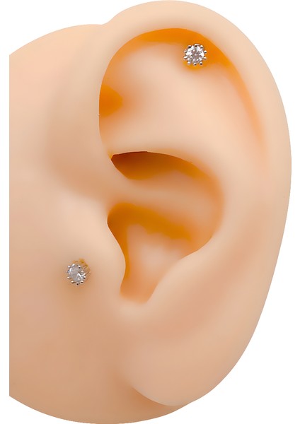 Cerrrahi Çelik Piercing ( Pirsing ) Mini Tek Taşlı Tragus Helix Piercing (1ADET)