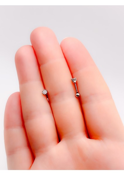 Cerrrahi Çelik Piercing ( Pirsing ) Mini Tek Taşlı Tragus Helix Piercing (1ADET) modelleri