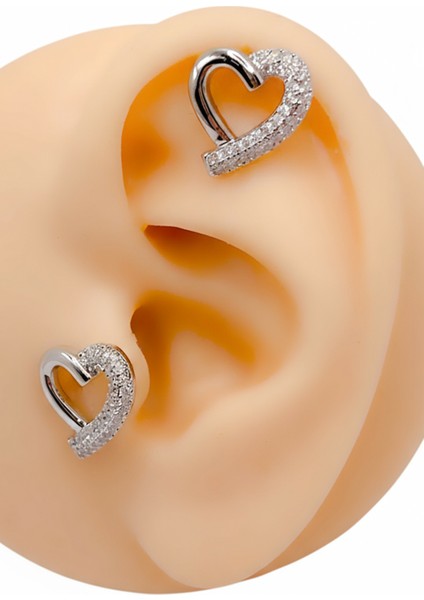 Cerrrahi Çelik Piercing ( Pirsing ) Tasarım Kalpli Tragus Helix Piercing (1ADET)