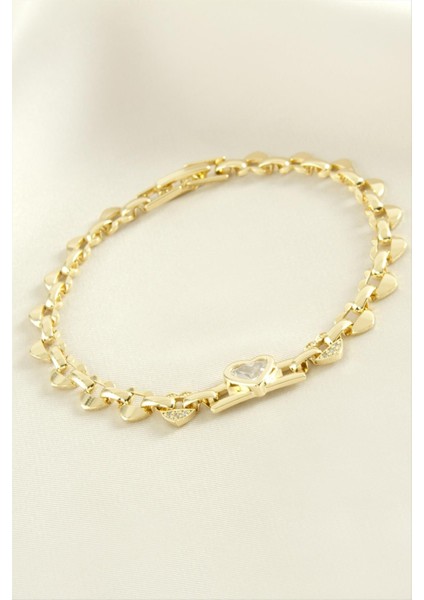 Xuping Kalp Zirkon Taşlı Lüks Çelik Bileklik