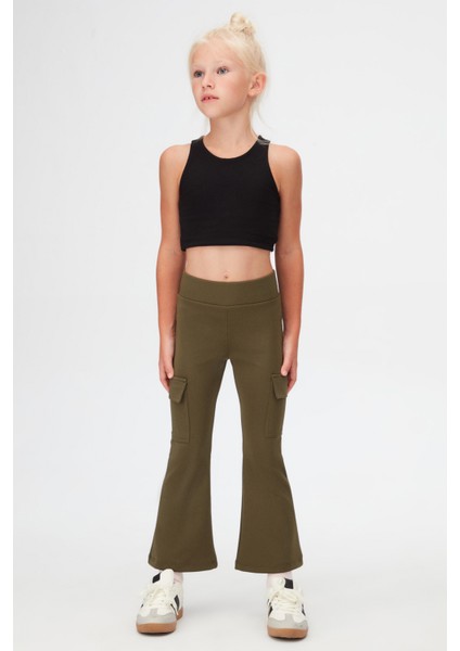 Kamuflaj Yeşil Kız Çocuk Skuba Kargo Cepli Pantolon