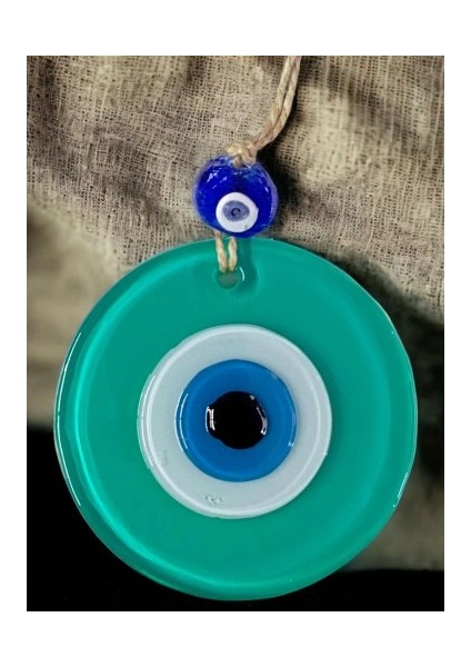 Litae Trend Yeşil Nazar Boncuklu Duvar Süsü 10 cm Cam Duvar Dekoru