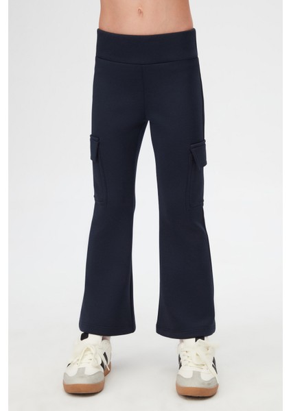 Koyu Lacivert Kız Çocuk Skuba Kargo Cepli Pantolon fiyatları