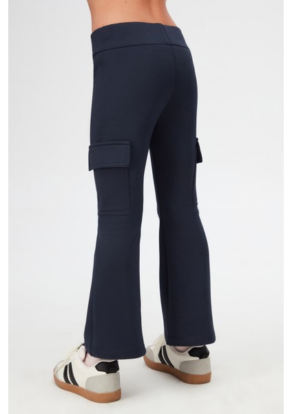 Koyu Lacivert Kız Çocuk Skuba Kargo Cepli Pantolon modelleri