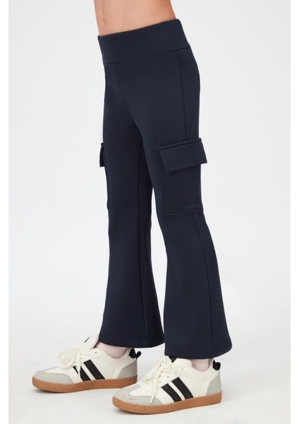 Koyu Lacivert Kız Çocuk Skuba Kargo Cepli Pantolon fırsatları