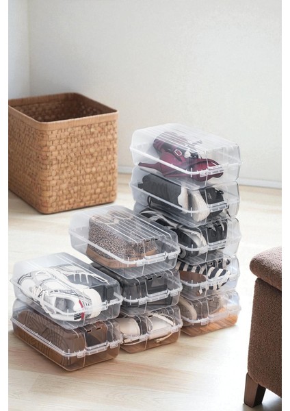 10'lu Kadın ve Çocuk Için Ayakkabı Kutusu Şeffaf Ayakkabı Saklama ve Dolap Içi Düzenleyici Organizer fiyatları