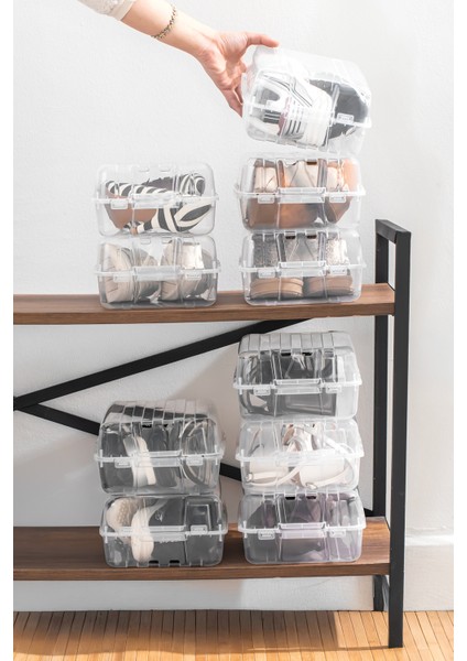 10'lu Kadın ve Çocuk Için Ayakkabı Kutusu Şeffaf Ayakkabı Saklama ve Dolap Içi Düzenleyici Organizer modelleri