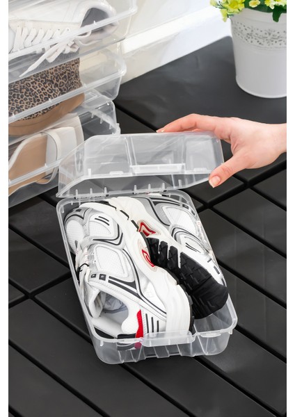 10'lu Kadın ve Çocuk Için Ayakkabı Kutusu Şeffaf Ayakkabı Saklama ve Dolap Içi Düzenleyici Organizer