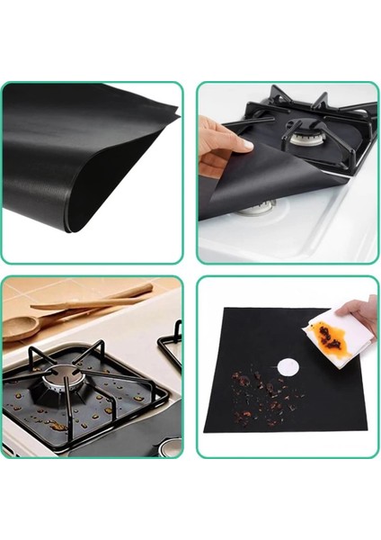 Mdb Siyah Renk Ocak Koruyucu Folyo Yanmaz Yapışmaz 4'lü Set
