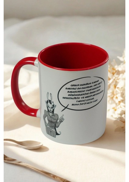 Koç Burcu Porselen Kupa – Burç Özellikli Kırmızı Kulplu Kahve Fincanı Hediye fiyatları