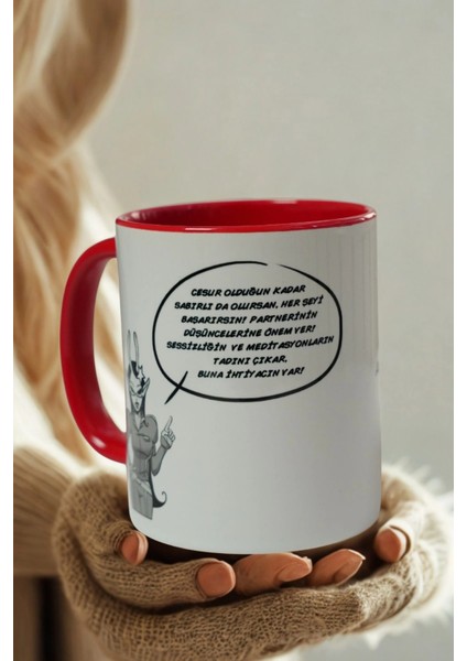 Koç Burcu Porselen Kupa – Burç Özellikli Kırmızı Kulplu Kahve Fincanı Hediye modelleri