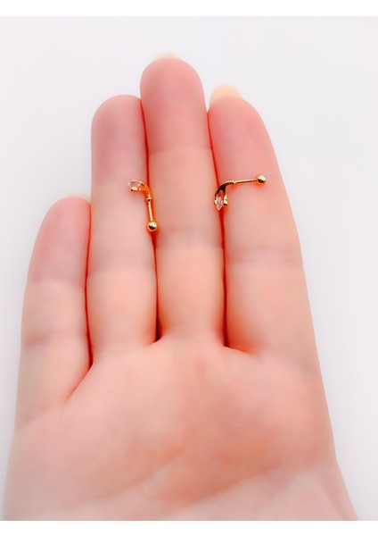 Cerrrahi Çelik Piercing ( Pirsing ) Dönen Tek Taşlı Tragus Helix Piercing (1ADET) modelleri