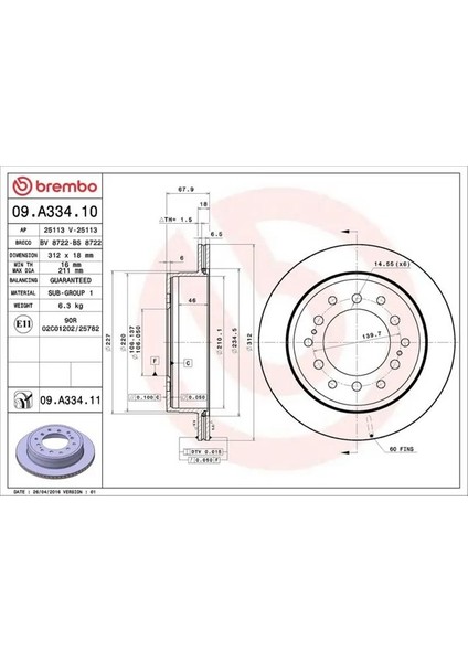 09A33411 Arka Fren Diski 4243160080 4243160130 4243160170 (2 Adet Fiyatıdır)