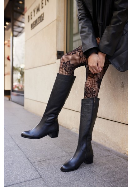 Nihalli Kadın Siyah Gercek Deri Çizme modelleri