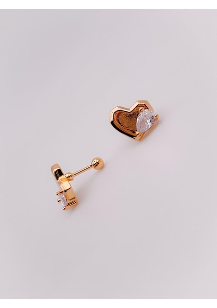 Cerrrahi Çelik Piercing ( Pirsing ) Badem Taşlı Kalpli Tragus Helix Piercing (1ADET) indirimleri