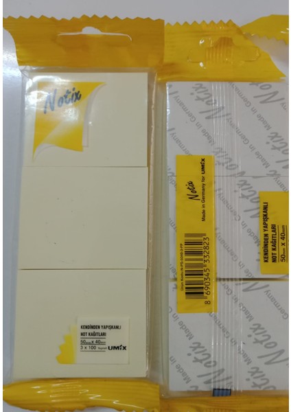 Notix Pastel Sarı 3lü 100YP 50X40 mm Yapışkanlı Not Kağıdı 2li Paket