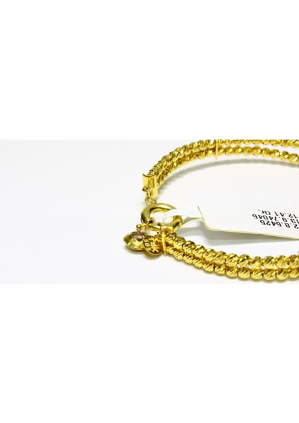 14 Ayar Altın Dorikalı Aynalı Kaburga Kelepçe Bilezik 12.41 gr