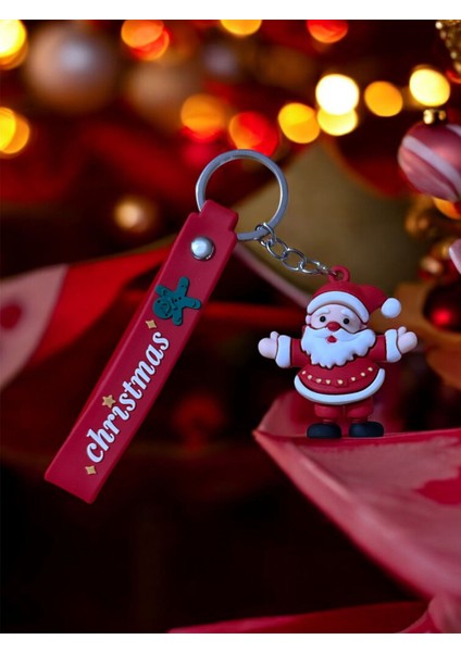 Yılbaşı Temalı Noel Baba Figürlü Anahtarlık – Christmas Silikon askılı