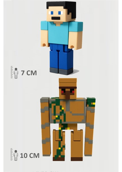 Minecraft Steve ve Golem Set Hareketli Eklemli Figür