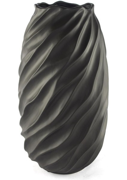 Mat Siyah Burgu Pors Vazo 21X39 cm